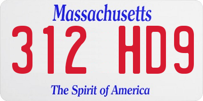 MA license plate 312HD9