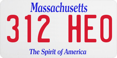MA license plate 312HE0