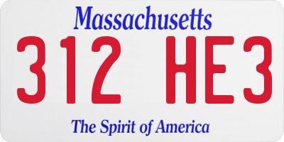 MA license plate 312HE3