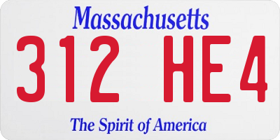 MA license plate 312HE4