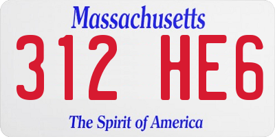 MA license plate 312HE6