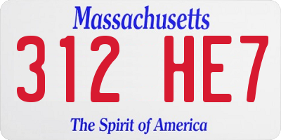 MA license plate 312HE7
