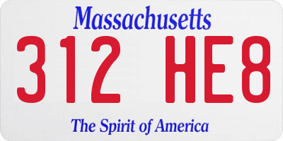MA license plate 312HE8