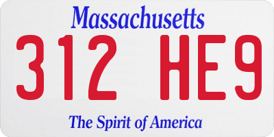 MA license plate 312HE9