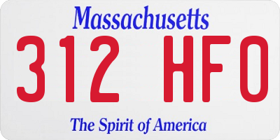 MA license plate 312HF0