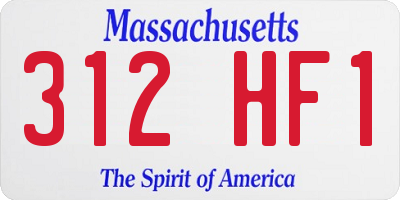 MA license plate 312HF1