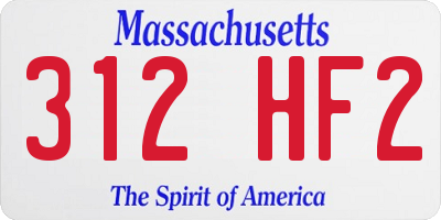MA license plate 312HF2