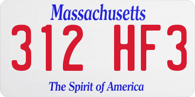 MA license plate 312HF3