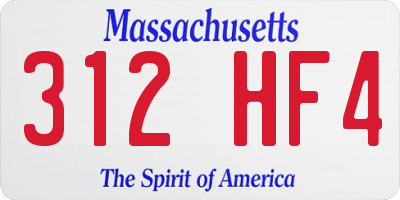MA license plate 312HF4