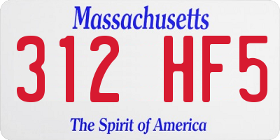 MA license plate 312HF5