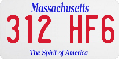 MA license plate 312HF6
