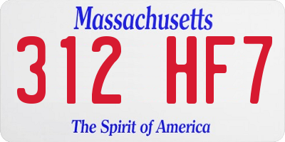 MA license plate 312HF7
