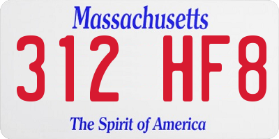 MA license plate 312HF8