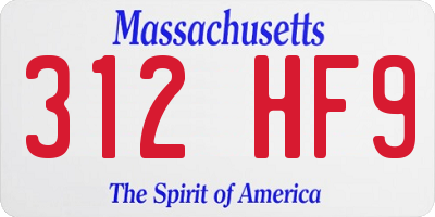 MA license plate 312HF9