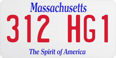 MA license plate 312HG1