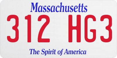 MA license plate 312HG3