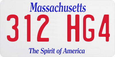 MA license plate 312HG4
