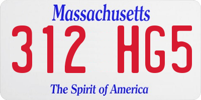 MA license plate 312HG5