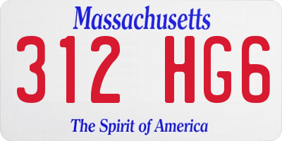 MA license plate 312HG6
