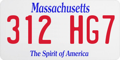 MA license plate 312HG7