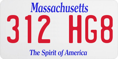 MA license plate 312HG8
