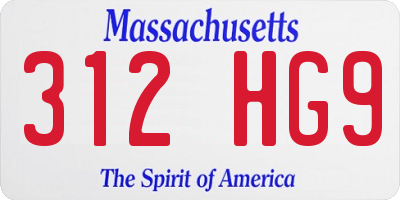 MA license plate 312HG9
