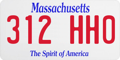 MA license plate 312HH0