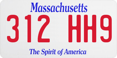 MA license plate 312HH9