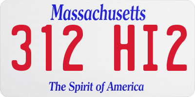 MA license plate 312HI2