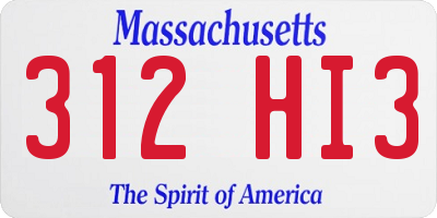 MA license plate 312HI3