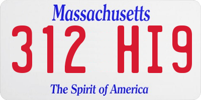 MA license plate 312HI9