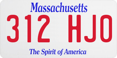 MA license plate 312HJ0