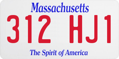 MA license plate 312HJ1