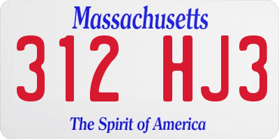 MA license plate 312HJ3