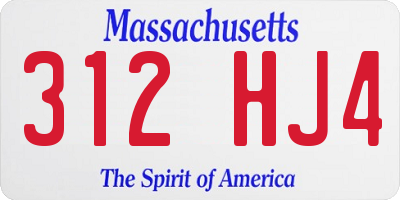 MA license plate 312HJ4