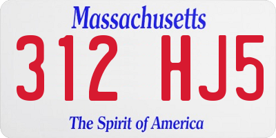 MA license plate 312HJ5