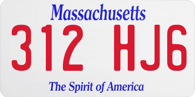 MA license plate 312HJ6