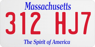 MA license plate 312HJ7