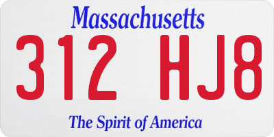 MA license plate 312HJ8
