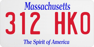 MA license plate 312HK0