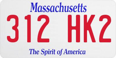 MA license plate 312HK2