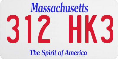 MA license plate 312HK3