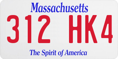 MA license plate 312HK4