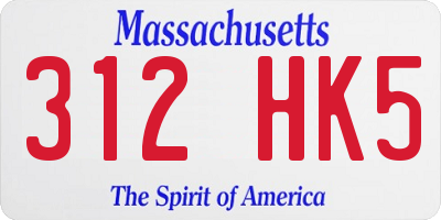 MA license plate 312HK5