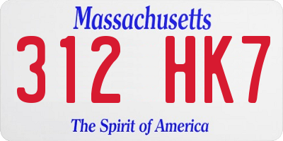 MA license plate 312HK7