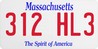 MA license plate 312HL3