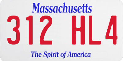 MA license plate 312HL4