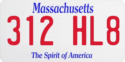 MA license plate 312HL8