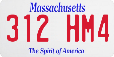 MA license plate 312HM4