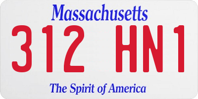 MA license plate 312HN1